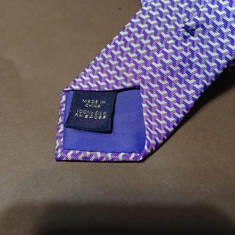 Banana Republic Neck Tie Mens Multicolor Plaid Dress Suit Purple White Silk